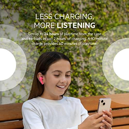 Belkin Soundform Nano - Bluetooth-слушалки за деца с вграден микрофон - Детски безжични слушалки Bluetooth - Bluetooth-слушалки за iPhone, iPad, Galaxy, както и на други устройства - Розов
