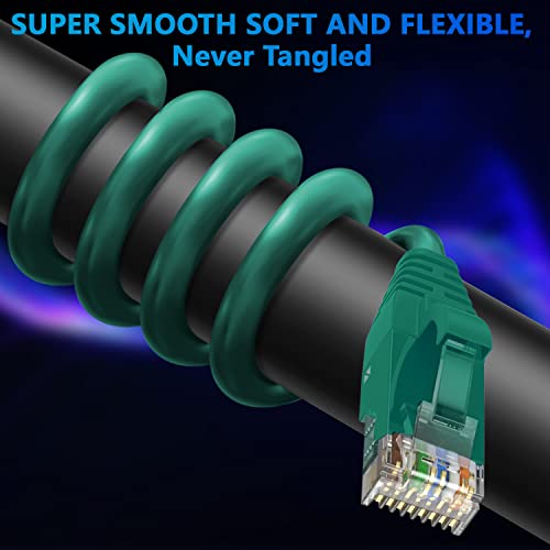 Кабел за свързване Adoreen Cat 6 Ethernet 0,6 метра-20 броя в опаковка-Зелен, Гигабит интернет-кабел (различни цветове-Pks-Дължина на избор) Високоскоростен Cat6 кабел Cat 5e Cat 5 С Къс ?