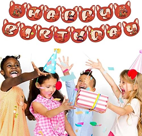 Ставащи Червени Аксесоари за Парти по Случай Рожден Ден, Червена Панда честит Рожден Ден на Банер за Момичета