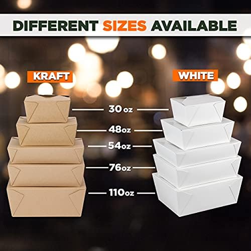 [50 опаковки] Хартиени опаковки за изнасяне размер на 30 мл 5 x 4.2 × 2,5 инча - Бели Кутии за обяд брой 1, Еднократна употреба пакет за съхранение, безопасна за микровълни, у