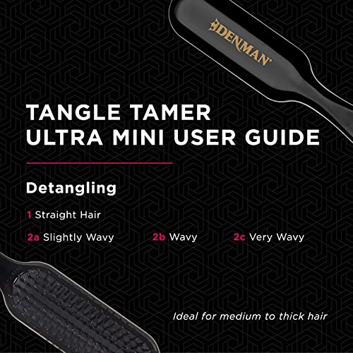 Denman Tangle Tamer Ултра (Черна) Гребен-гребло За разнищване на Къдрава коса и черни естествена коса - използва се както