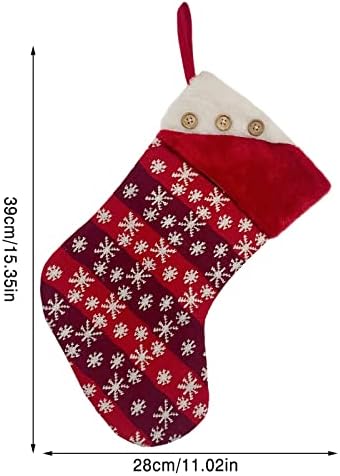 Коледни Чорапи Тъканни Чанти за Коледни Чорапи и Коледни Окачени Чорапи за Украса на парти и Коледен Cartoony Червен