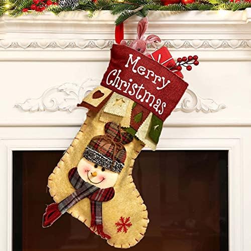 #LXBNKY Големи Коледни Чорапи в Клетка с Плюшени Белезници, Декор за Отглеждане, Подарък Пакет