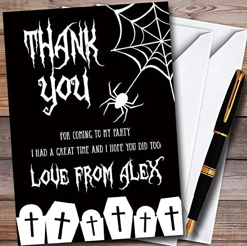Черно-Бяла паяжина Персонализирани Благодарствени Картички за парти в чест на Хелоуин