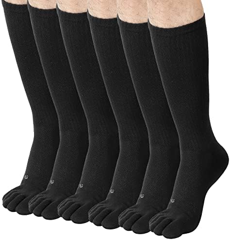 Мъжки чорапи ЗАБАВНИ TOES с кръгло бомбе за бягане - Правилното изравняване на чорапи - Дишаща мрежа за високо качество, с 6 двойки, опаковка Размер 6-12