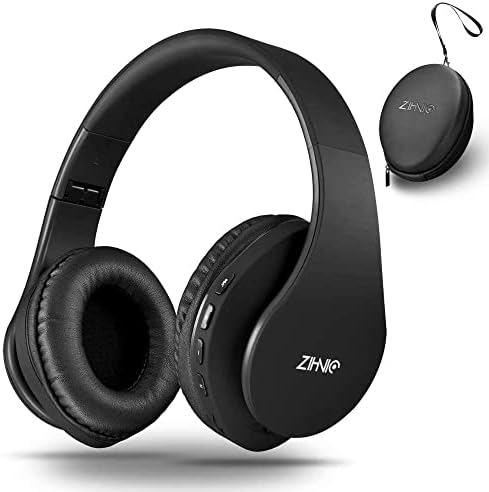ZIHNIC 2 броя, 1 черно-синя безжична слушалка над ухото в комплект с 1 Черна сгъваем безжични слушалки