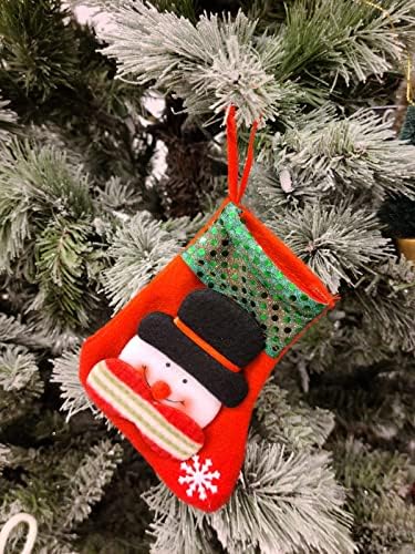 Украса за Коледното радост, 3D Коледни Чорапи, Декорация с малки размери, Определени от 8 подаръци и торбичка за Бонбони
