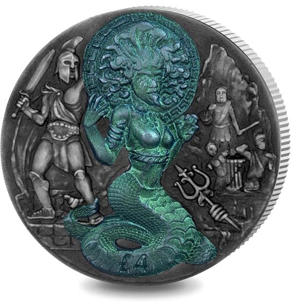 2018 ДЕ Митични Същества Дъгова PowerCoin Медуза 2 Грама Сребърна Монета £ 4 на Британска Територия в Индийския океан