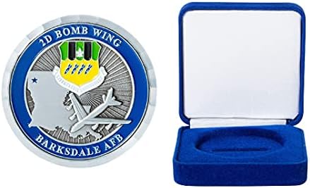 Монета на повикване на военновъздушните сили на САЩ USAF 2D Bomb Wing Barksdale AFB Challenge и Синьо Кадифе Кутия за показване
