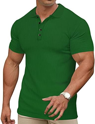 Gnvviwl Мъжки Гофрети Трикотажни Ризи Поло С Къс ръкав Slim Fit За Голф Ежедневни Тениски