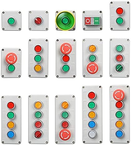 Блок за управление на MAMZ с превключвател светещи бутони 24 В/220 В, с бутон за аварийно спиране, промишлен прекъсвач с самосбросом, Водоустойчива кутия (Цвят: 1 зелен, р?