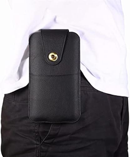 WSSBK Чанта-кобур с клип за колан, Кожен Ретро калъф за мобилен телефон, Мъжки преносима поясная чанта (Цвят: бял с нашивкой