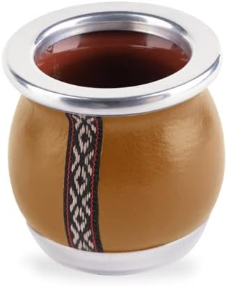 thebmate [Премиальная чаша Yerba Mate Cup (Mate-Тиква) - Керамична чаша, ръчна изработка на уругвайской кафява кожена