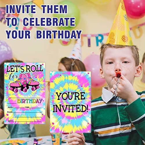 Покани за рожден ден на ролкови кънки Вратовръзка Боядисват, да вървим! Покани картички на парти по случай рождения ден