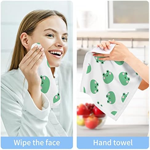 Комплект кърпички за миене на съдове ALAZA Скъпа зелена жаба в бяло - Опаковка от 6 Памучни кърпички за лице, е добре Абсорбиращи и мека на допир хавлиени кърпи за пръст