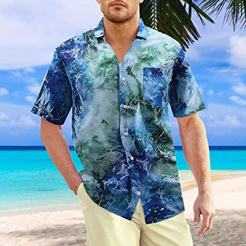 Хавайска Риза за Мъже 2023 Копчета с Ревери, Модерни Ежедневни Ризи с Къс Ръкав