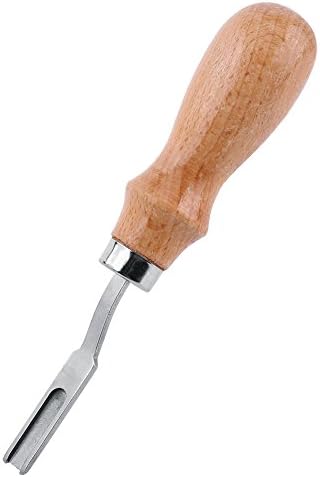 Скосени Нож за кожата Miskall, Скосени Инструмент за Източване на Широки Кантове от Бързорежеща стомана Leathercraft Skiving с Дървена дръжка