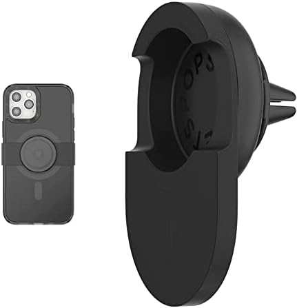 PopSockets Черен калъф за iPhone 12 и калъф за iPhone 12 Pro за MagSafe с перемещаемой прибиращ се дръжка и автомобилен монтиране MagSafe Магнитен държач за телефон в кола, Планина за тел?