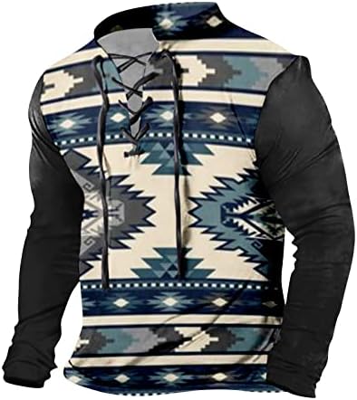 FIRERO/Мъжки Блузи в стил Уестърн Ацтеките, Ретро-Тактически Блузи, Пуловер Дантела с Дълги ръкави, Свободни Тениски