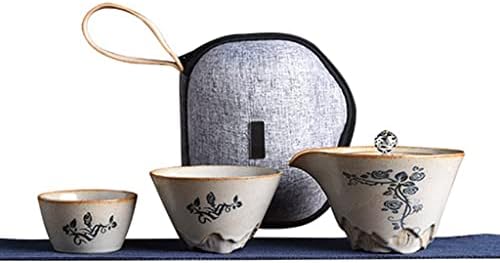 ZLXDP Японски Ретро Преносим Пътен Чай Малък Набор от Едно Гърне с Две Чаши Пътна Капак на Купата Чаена Чаша Открит Бърз