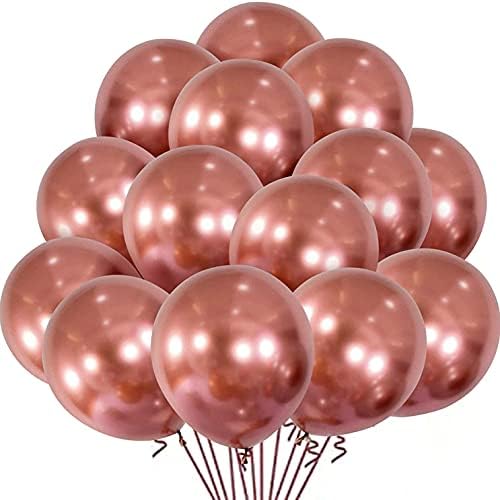 Хромирани Метални Топки от Розово Злато 12 Инча 50 Опаковка Латекс Балони KIRIKOU за Рожден Ден, Годишнина от Сватба,