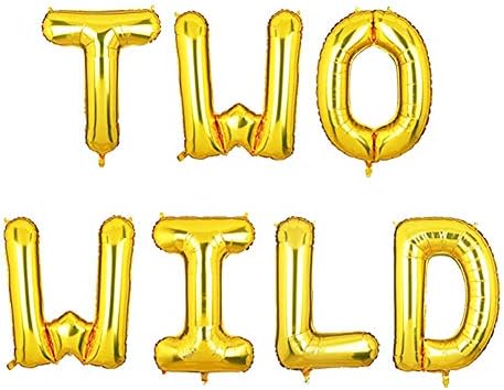Златен банер с две балони за момчета и момичета, на 2-ри рожден ден, темата на сафари в джунглата, за да проверите за
