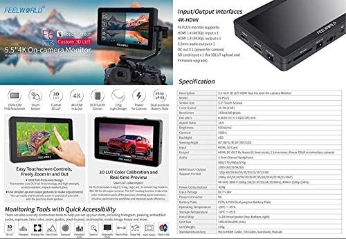 FEELWORLD F6 Plus 5,5-инчов 3D сензорен екран IPS с резолюция FHD1920x1080, поддръжка областта на монитора 4K, HDMI на