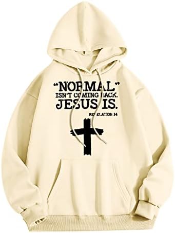 Normal Нет Coming Back Исус-Това е Мъжка Жена Hoody с качулка с писмото Графичен Принтом и кръгло деколте, Руното Hoody с кръгло деколте