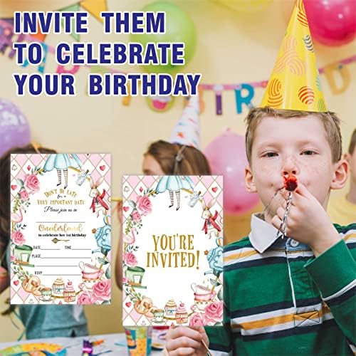 Rose Покана на парти в чест на рождения ден на Onederland, Покани Картички на 1-во Чай (брой 20) С конвертами, Пълнете