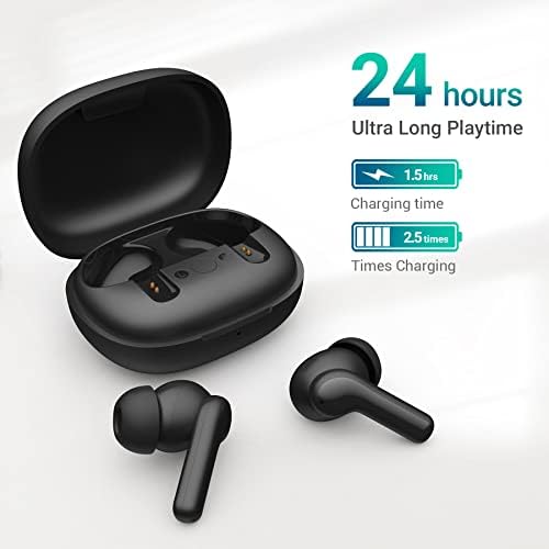 Безжични слушалки Konnek Stein True, слушалки с активно шумопотискане Bluetooth 5.1, Разтегателен Дизайн, калъф за зареждане на 500 ма, IPX4 водоустойчив, дълбоки баси, Вграден микро