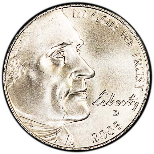 2005 P & D Сатинировка С изглед към океана Jefferson Nickel Choice Комплект от 2 монети, Монетен двор на САЩ, Без да