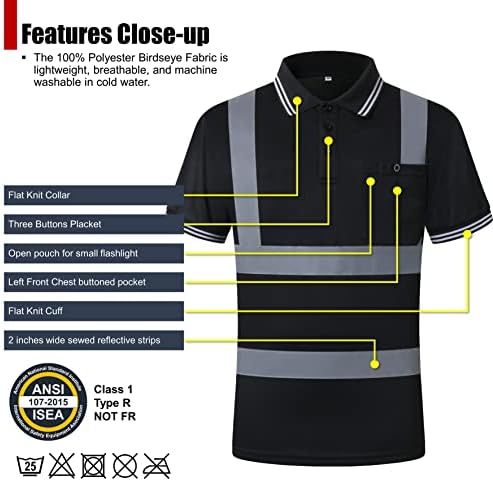 HATAUNKI, Жълто-синьото защитно риза с къси ръкави с светоотражением, 2 опаковки, риза с къс ръкав за строителни работи повишена видимост, отговаря на стандартите на ANSI /