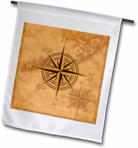 3dRose Compass Розово ветроходство дизайн на винтажной отплаването на картата на Флорида. - Знамена (fl_352688_1)