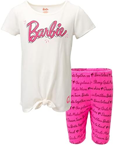 Комплект дрехи на Барби Момиче в графична Тениска и Шорти от Малко дете до Голям Дете
