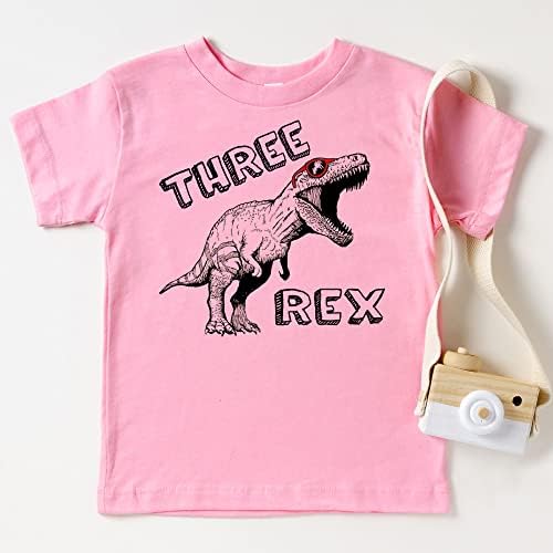 Тениски с динозавром Olive Обича Apple Three Rex на 3-тия Рожден ден за малки Момичета и Момчета, Дрешки за 3-тия Рожден