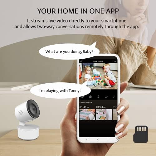 eco4life WiFi IP камера с преглед на 1080p на 360 градуса, нощно виждане/PTZ / Двупосочна аудио, Съвместима с Alexa, Google Асистент, Домашен монитор за наблюдение за дете /по-големи / на