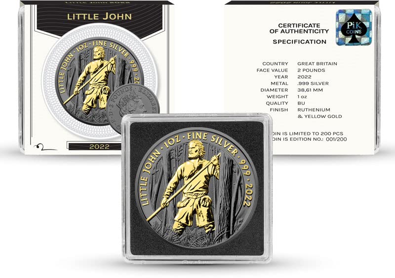 2022 Модерна Възпоменателна сребърна монета PowerCoin Little John тегло от 1 Унция И 2 Лири Стерлинги 2022 г., Великобритания, Диамант, без да се прибягва