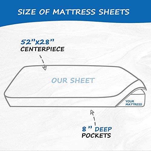 Чаршаф за легло от Органичен памук 52 x 28x 8, Комплект от 2 опаковки, Подходяща за стандартни легла и Матраци за