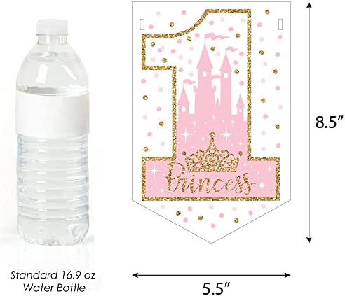 Голяма точка за щастието в 1-ия Рожден Ден на Короната на Малка Принцеса - Розово-Златни Банер за парти в чест на Първия