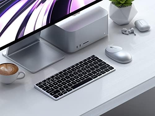 Клавиатура Satechi Slim X1 Bluetooth с подсветка – Подсветката на клавишите и синхронизация с няколко устройства – за M2 / M1 MacBook Pro / Air, M2/ M1 iPad Pro /Air, M2, Mac Mini, iMac M1 (сребрист)