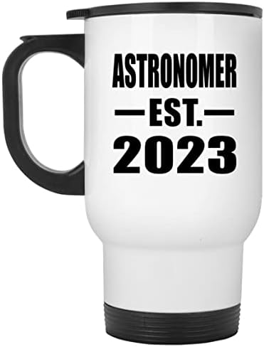 Designsify Астрономическите Established EST. 2023, Бяла Пътна Чаша С Изолация от Неръждаема Стомана от 14 унции, Подаръци
