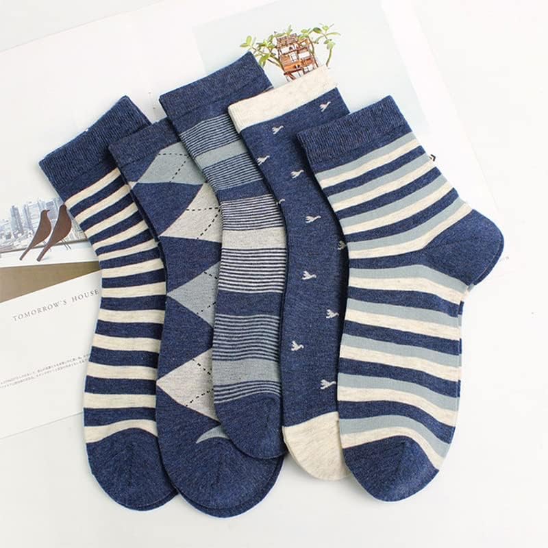 Чорапи N/A, Мъжки Чорапи Памук, Шарени Дълги чорапи, Удобни чорапи със средна дължина, Спортни мъжки чорапи за джогинг (Цвят: A, Размер: One Size)