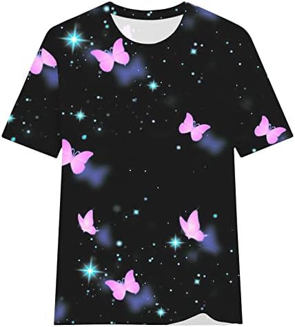 Риза с принтом пеперуди за Жени, Тениски с Къс Ръкав и Ръкавели, Ежедневни Летни Елегантни Блузи, Ризи, Модни Туники