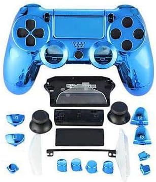 Пълен Комплект Защитни заграждения Черупки Бутона Калъф за PS4 за Playstation 4 DualShock 4 Безжичен Контролер Хром Син