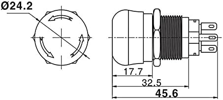 TWRQA 1БР 19 мм Стопорный Модел на Плосък Кръг От Неръждаема Стомана Метален Бутон за Аварийно Спиране Ключ Притискателния Заключване Обрат Отменя Червен Цвят 3 pin