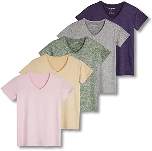 5 Опаковки: Дамска Спортна тениска с къс ръкав и V-образно деколте, Суха засаждане, Впитывающий влагата Топ за йога (на разположение в Plus)