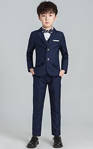 Комплект Костюми за момчета, A & J DESIGN, Официално Облекло от 5 теми, Яке, Жилетка, Риза, Панталон и Вратовръзка