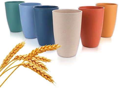 Чаши от слама, пшеница, набор от пластмасови чаши, 4 бр., нечупливи за многократна употреба чаши за пиене, може да се