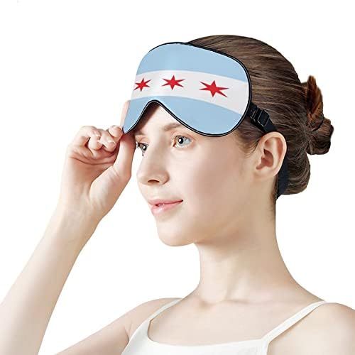 Маска за очи Chicago Flag Sleep Eye Mask Меки Калъфи За Очите, Блокер Светлина, Превръзка на Очите и с Регулируема Каишка за Спане по време на Пътуване