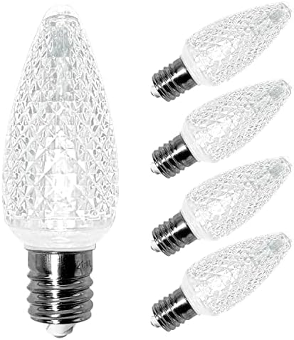 Лампи C9 Christmas Lights, 25 броя в опаковка, в Търговската мрежа UL 120 В, led лампи, с регулируема яркост за коледни гирлянди E17, вътрешна и външна употреба (студено бяло)